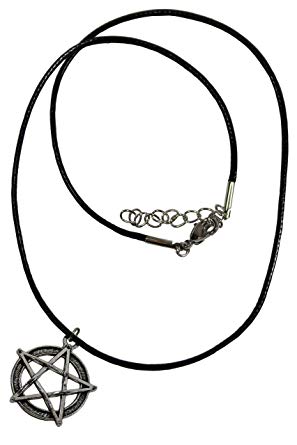 297x445 pentagram in circle waxed cord necklace pentacle, pentangle, five