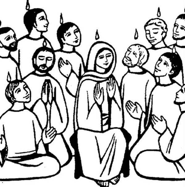 600x605 obedient followers of jesus in pentecost coloring