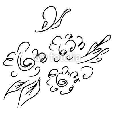 400x400 hand drawn abstract set of rose or peonies flowers isolated