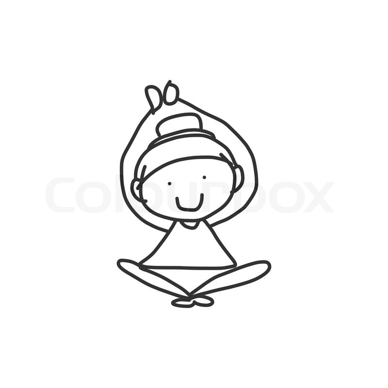 800x800 Hand Drawing Cartoon Happy People Yoga Stock Vector Colourbox