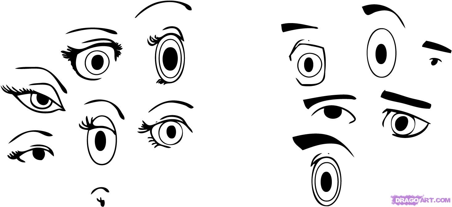 1467x672 How To Draw Cartoon Eyes, Step