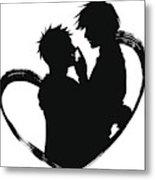 155x180 Silhouette Of Two People Hugging Inside The Heart Art Print