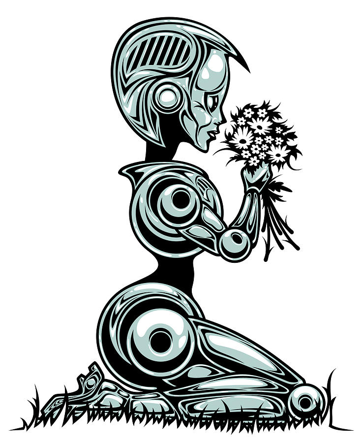 738x900 Robot In Love Drawing