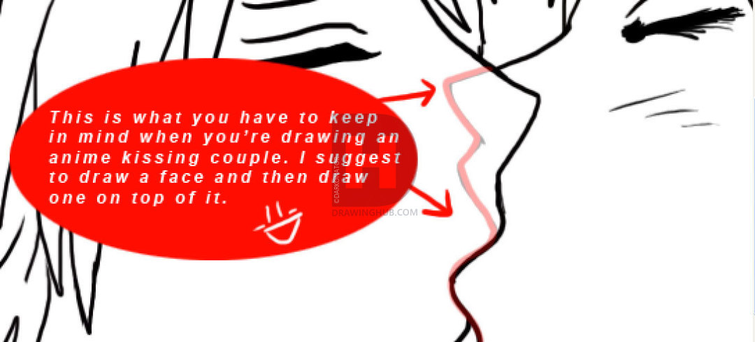 1080x490 How To Draw People Kissing, Step