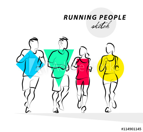 500x462 Vector Hand Drawn Active People Sketch Isolated On White