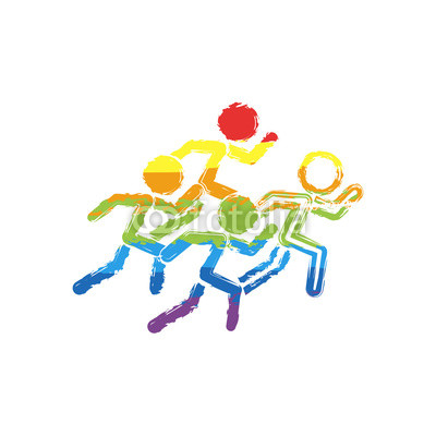 400x400 Running People Team With Leader Drawing Sign With Lgbt Style