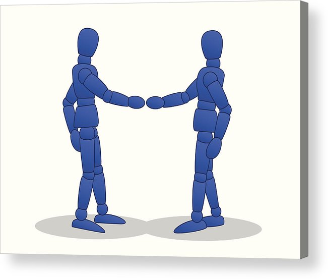 651x553 Little Men Shaking Hands Acrylic Print
