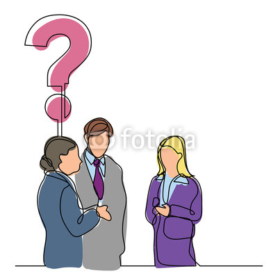 400x400 Continuous Line Drawing Of Business People Talking