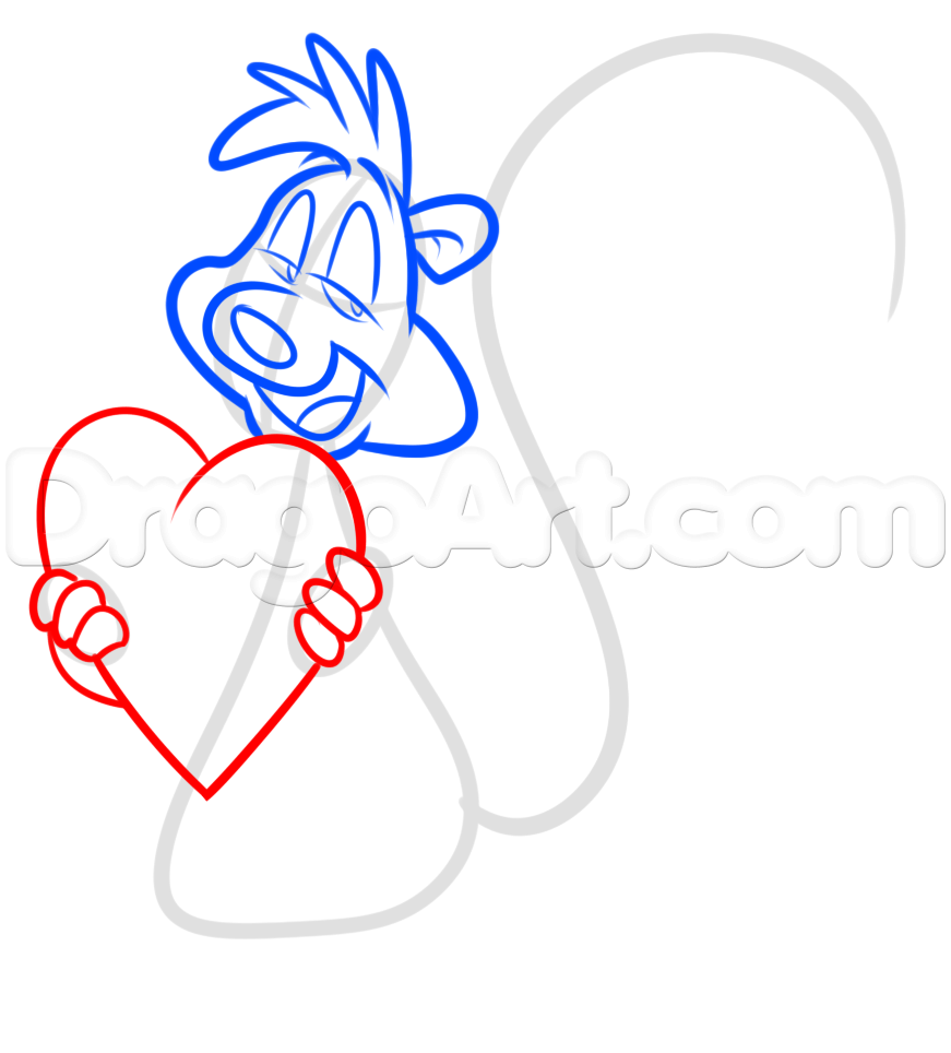 871x964 Draw Valentine Pepe Le Pew, Step