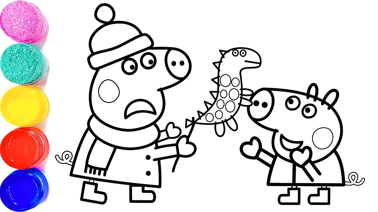 1280x720 Peppa Pig Drawing Painting Daddy Pig Winter Time Coloring Book