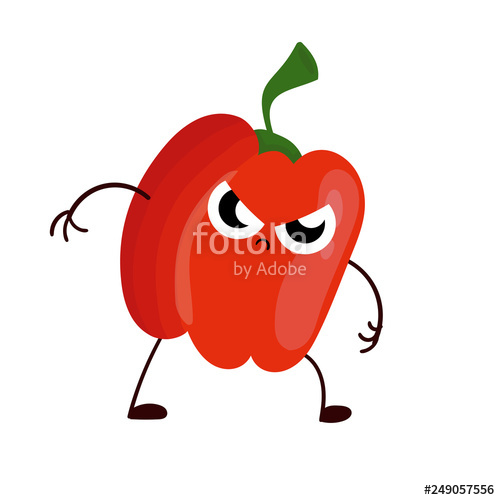 500x500 Funny Cartoon Red Pepper Drawing Illustration Isolated Stock