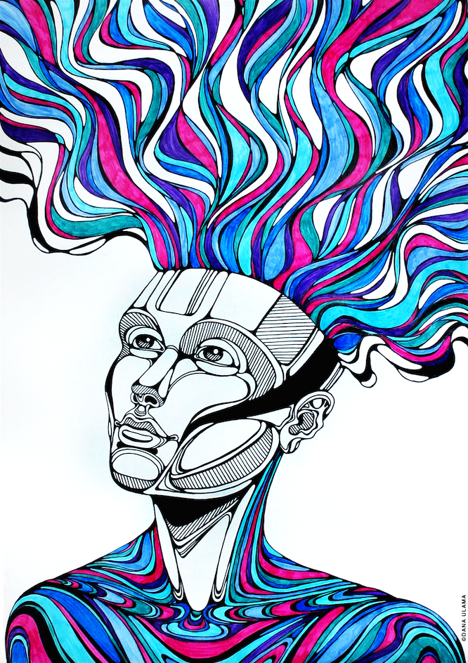 666x944 Rainbow Trippy Psychedelic Hair Lineart Acid Mind Colors Colorful