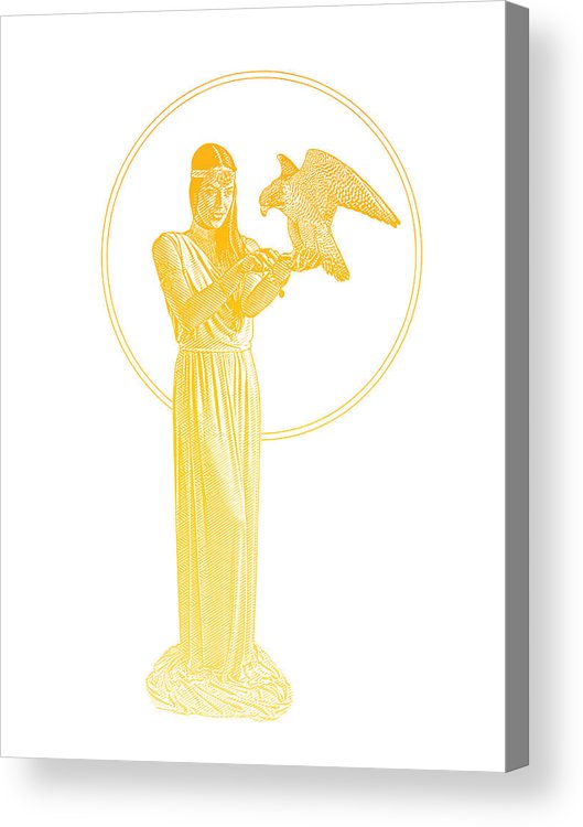 529x750 earth goddess holding peregrine falcon acrylic print