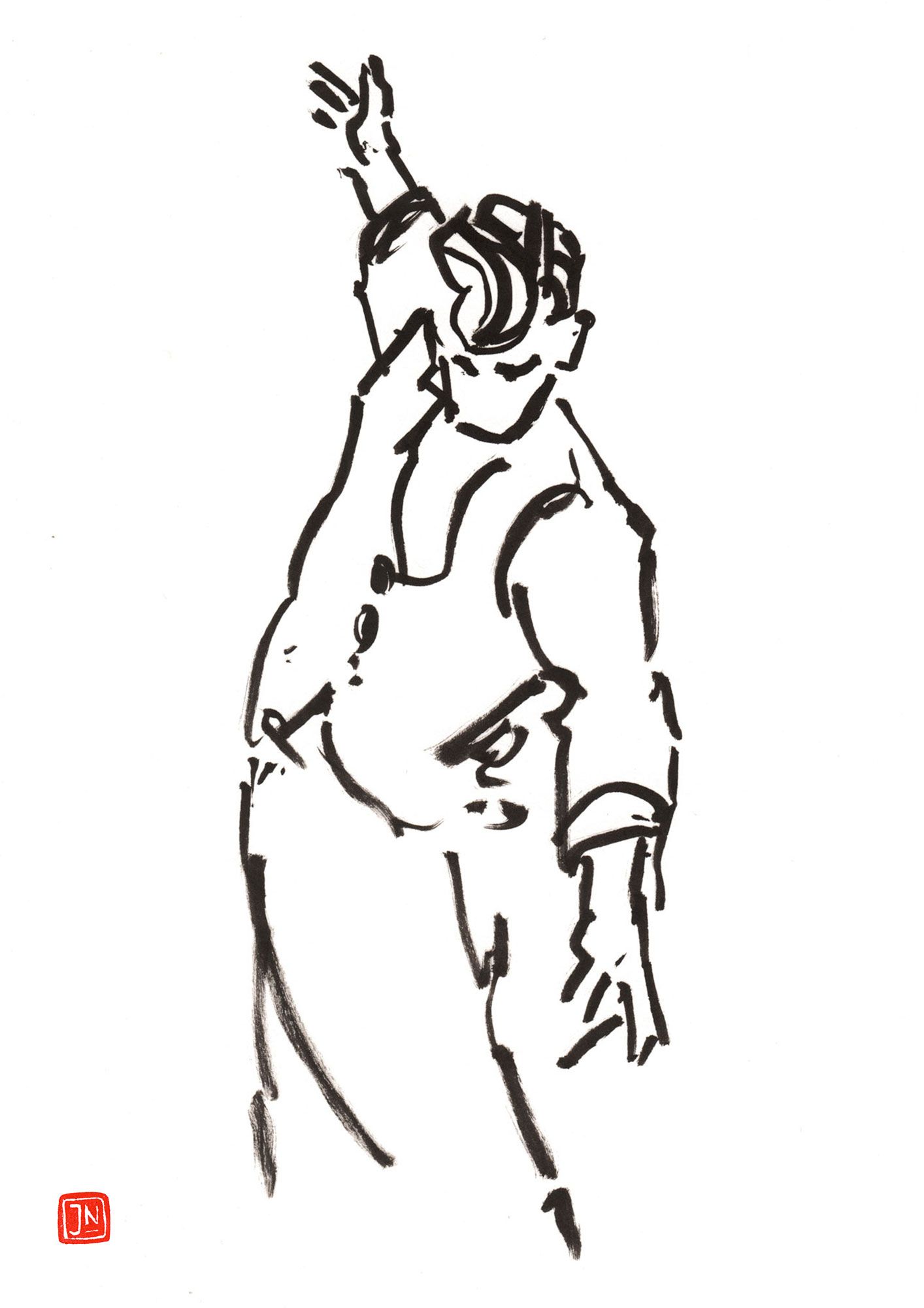 1414x2000 Ink Drawing, Swing Dancer Done Live