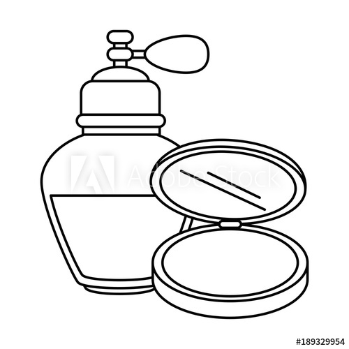 500x500 Women Perfume Bottle Whit Makeup Powder Vector Illustration Design
