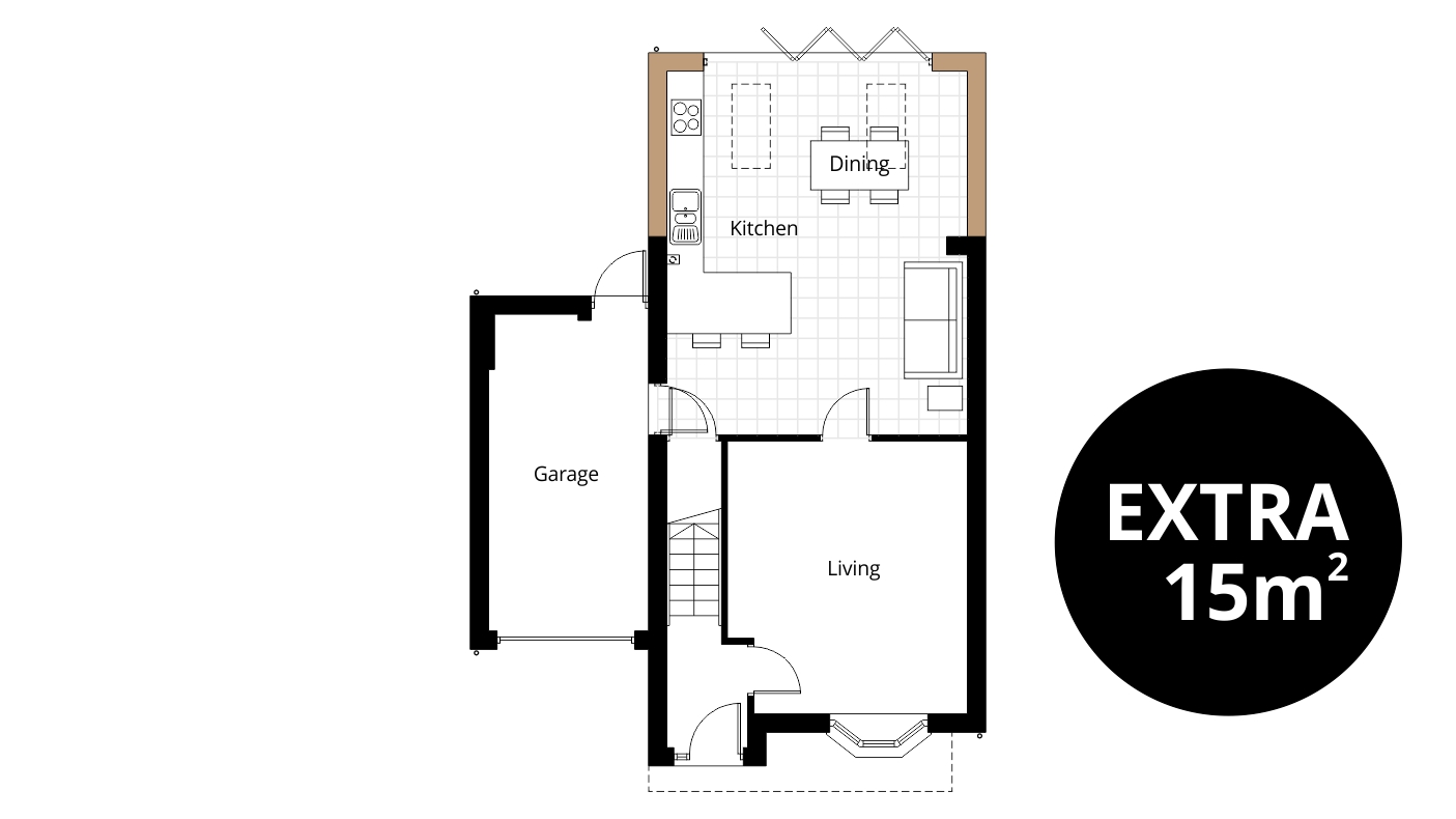 1405x790 single storey extension