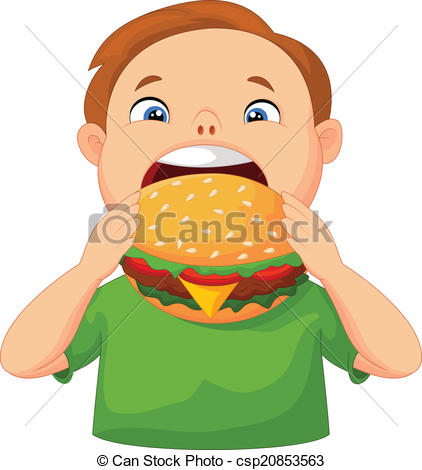 422x470 Vector Illustration Of Boy Cartoon Eating Burger