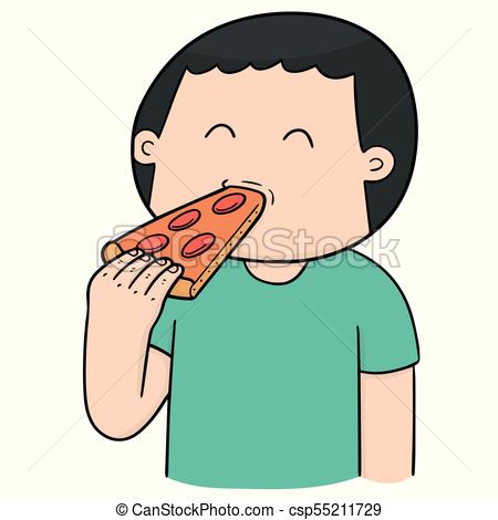 450x470 Vector Of Man Eating Pizza