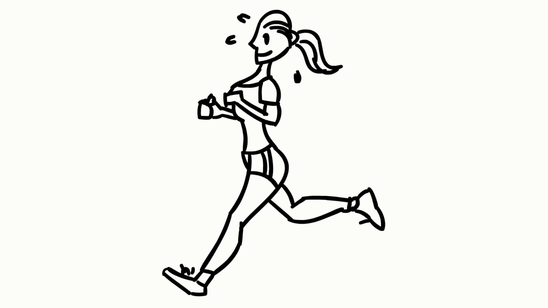1920x1080 girl fitness excersie running line drawing illustration animation