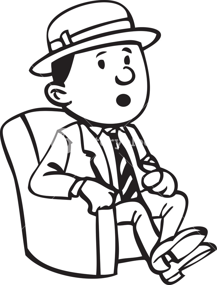 763x1000 Illustration Of A Man In Suit Sitting On Sofa Royalty Free Stock