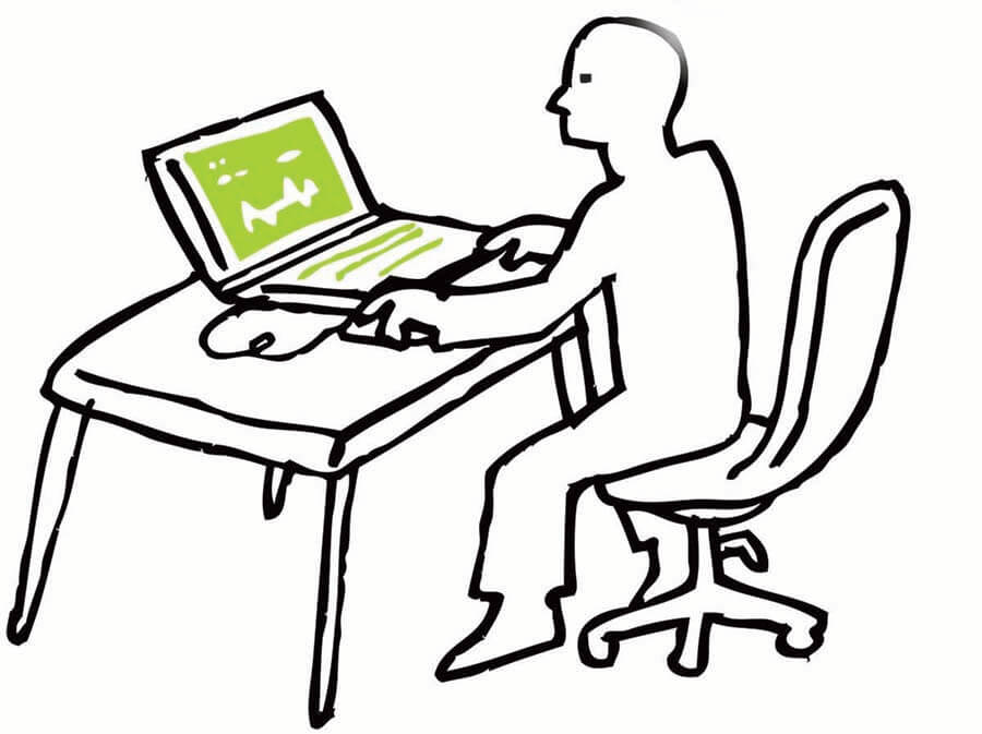 900x673 Person Sitting At Desk Drawing