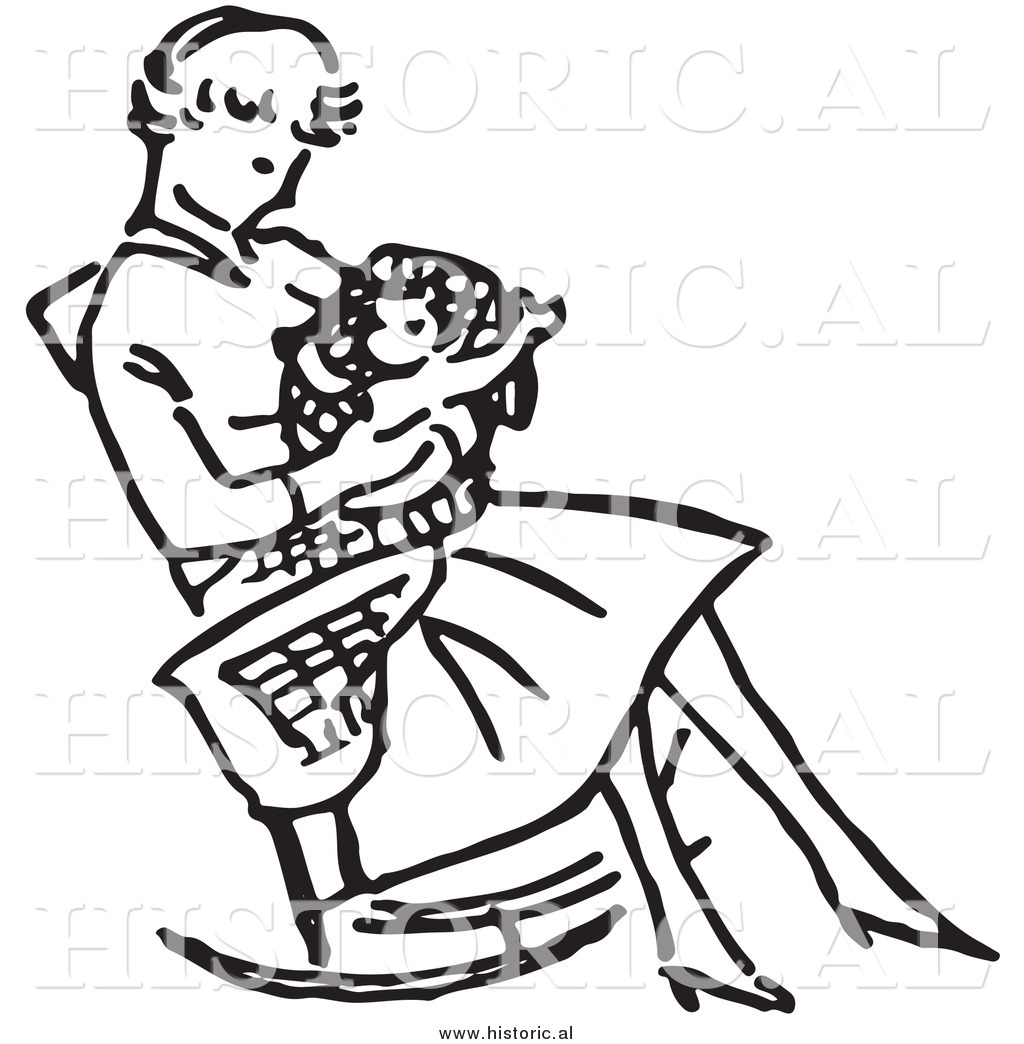 1024x1044 Illustration Of A Mom Sitting With Her Baby In A Rocking Chair