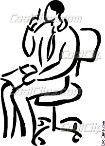 216x300 Person Sitting In A Office Vector Clip Art
