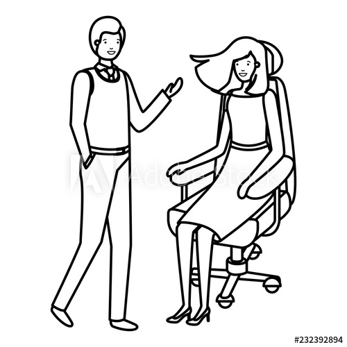 500x500 Woman Sitting In Office Chair And Man Standing