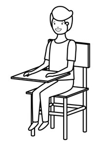 220x300 Young Student Boy Sitting In School Chair Vector Illustration