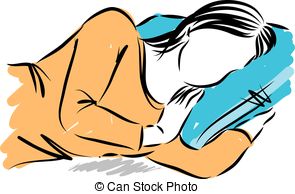 295x194 Beautiful Woman Sleeping In Her Bed, Relaxing Person Vector
