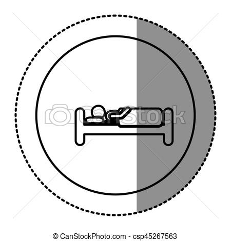 450x470 Contour Emblem Bed And Person Sleeping, Vector Illustraction