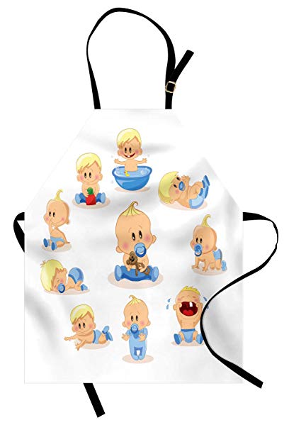 408x606 Ambesonne Baby Apron, Baby Boy Crying Walking Playing