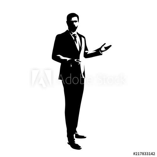 500x500 Businessman Standing And Presenting Ideas, Isolated Vector