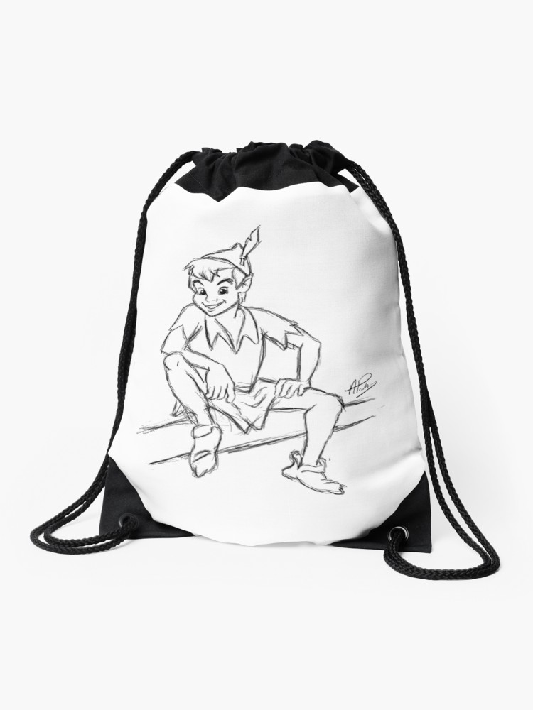 750x1000 Peter Pan Sketch Drawstring Bag