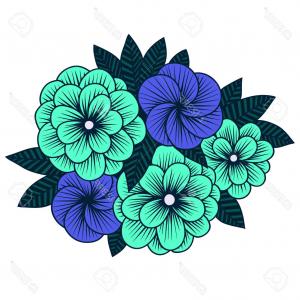 300x300 Vector Illustration Spring Coming Drawing Colorful Hydrangea Card