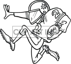 300x271 Line Drawing Of Running Back Football Player Clipart Royalty Free