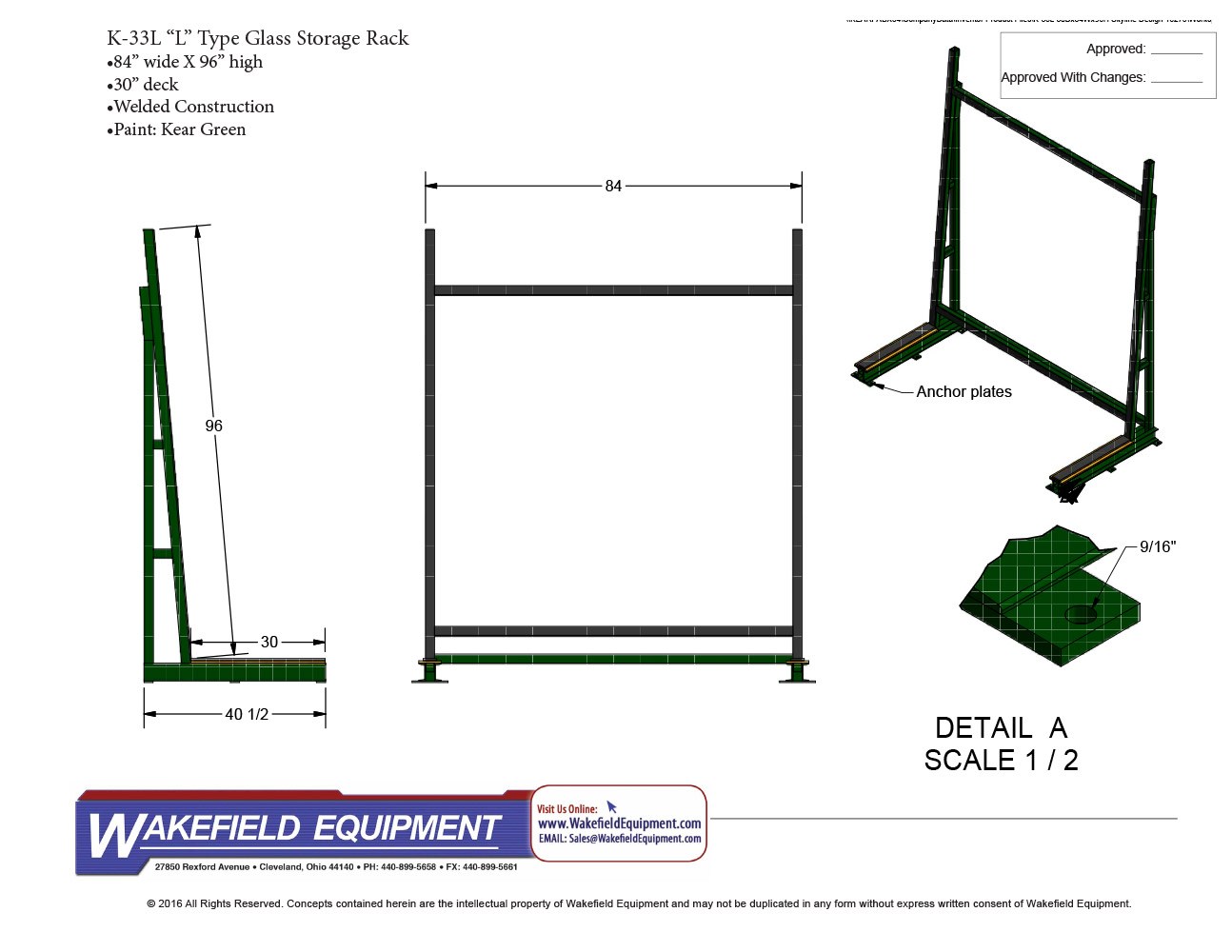 1294x1000 Glass Storage Rack Custom Base Depth