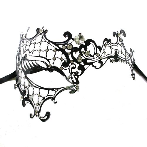 500x500 Black Metal Half Face Masquerade Mask Masquerade Express