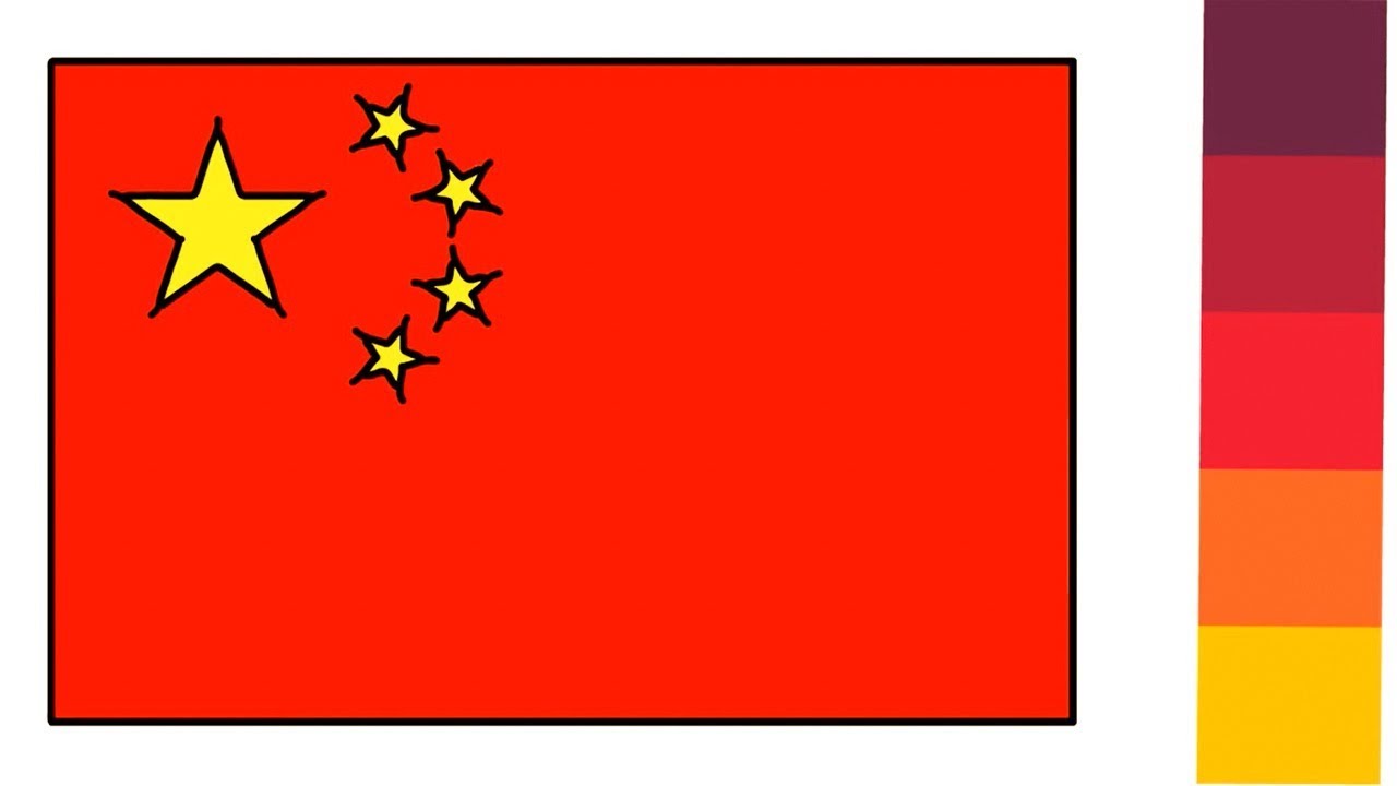 1280x720 Chinese Flag Drawing For Kids How To Draw And Coloring Little