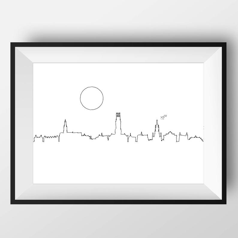 794x794 bruges skyline bruges art bruges print bruges poster etsy