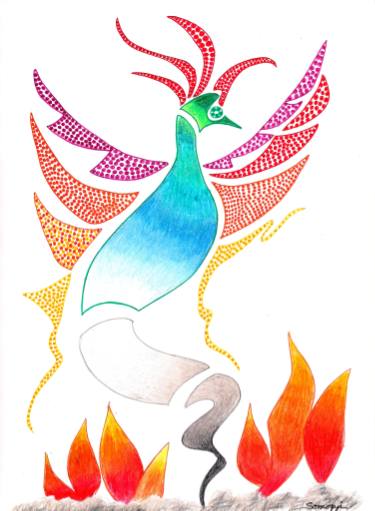 375x511 Phoenix Rising Drawing