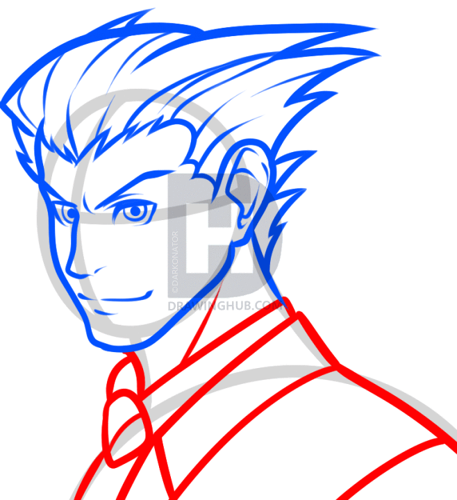 658x720 How To Draw Phoenix Wright, Step