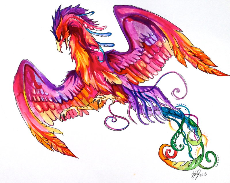 800x639 Watercolor Phoenix Tattoo Design