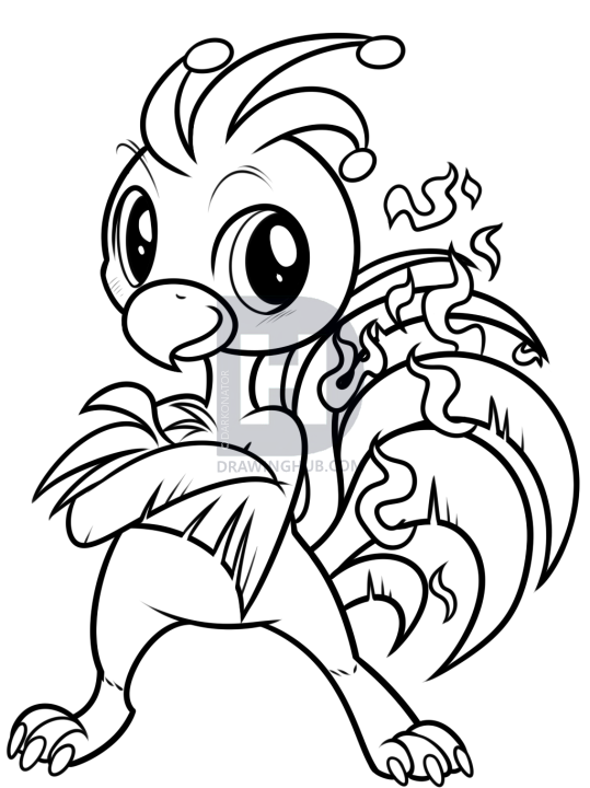 539x720 Cartoon Phoenix Drawing, Step