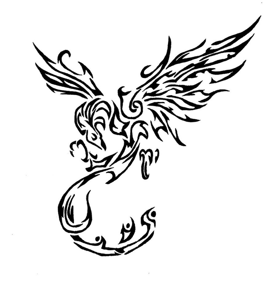 856x934 Temporary Phoenix Tribal Tattoo Design For Upperback Tattoo