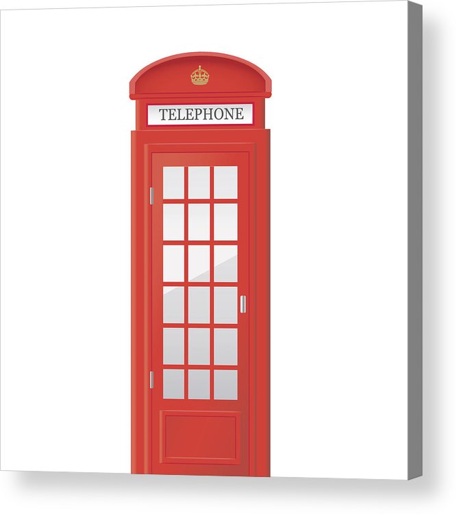 666x750 Red, English Phone Booth Illustration Acrylic Print