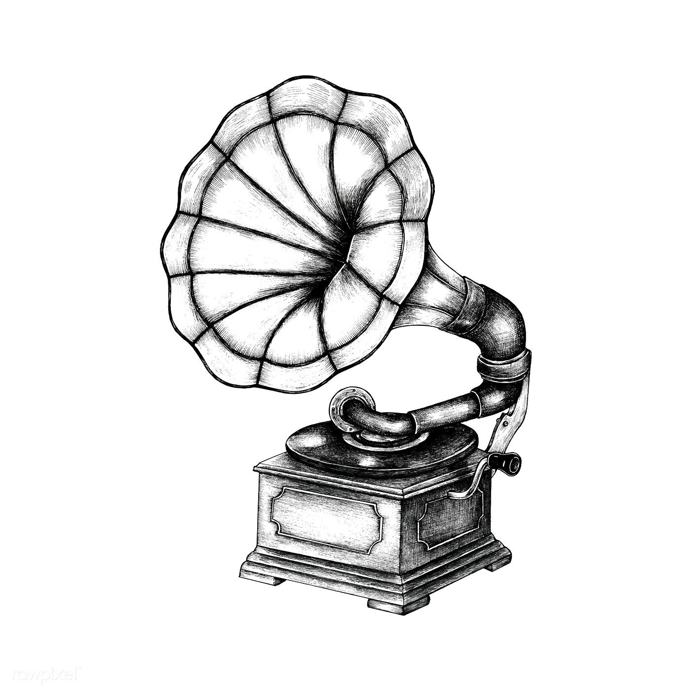 1400x1400 Download Premium Vector Of Hand Drawn Classic Phonograph