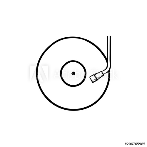 500x500 Phonograph, Dj Turntable Hand Drawn Outline Doodle Icon Vinyl