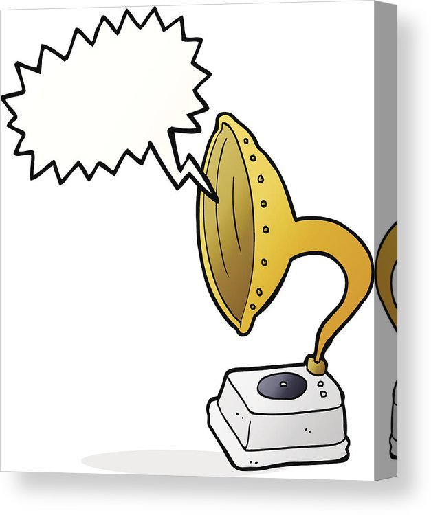 627x750 Cartoon Phonograph With Speech Bubble Canvas Print Canvas Art