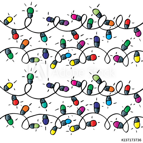 500x500 Christmas Decorations Lights Effects Hand Drawing Illustration